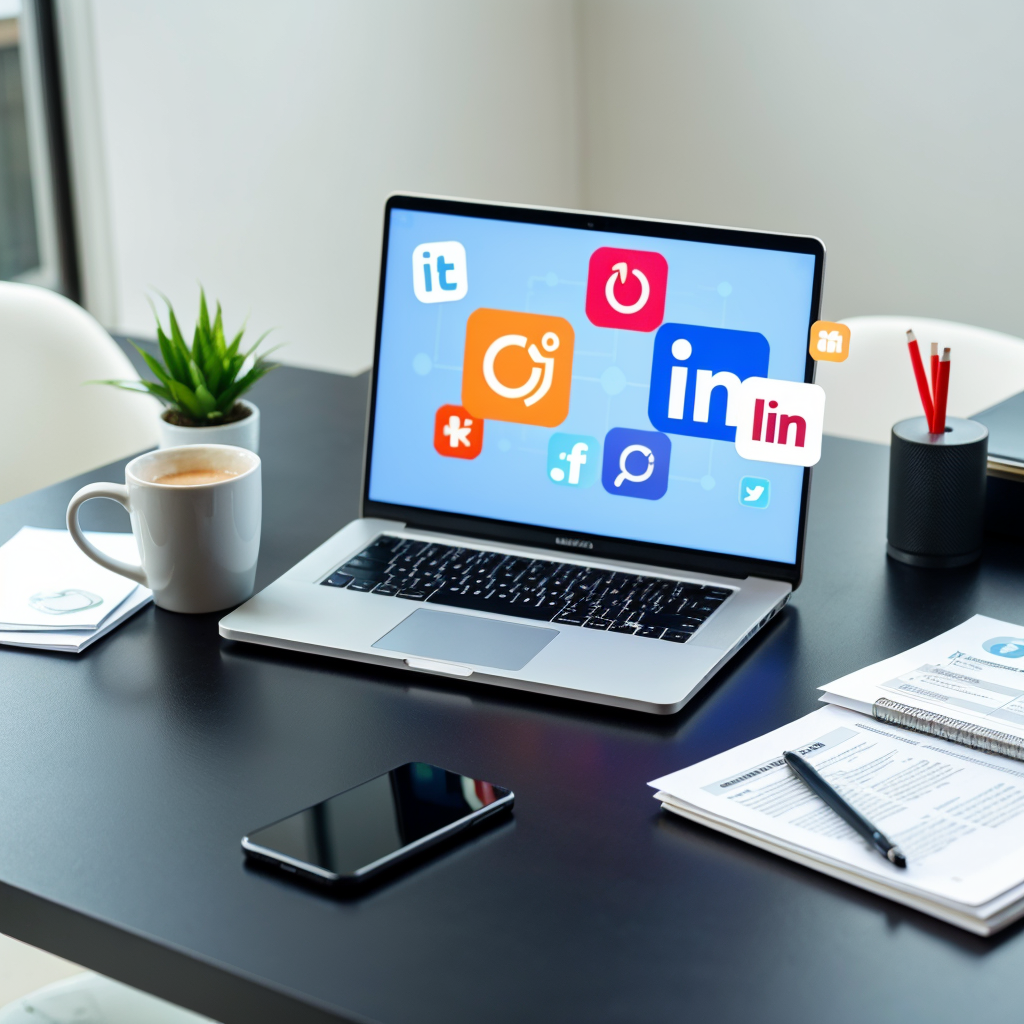 A professional social media manager at work, surrounded by multiple monitors showing social media dashboards and analytics. The scene should convey a sense of expertise, focus, and efficiency in managing multiple platforms